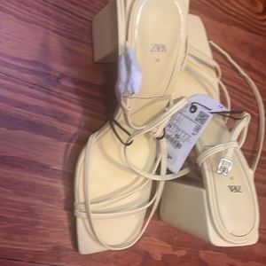 Zara new yellow strappy sandals